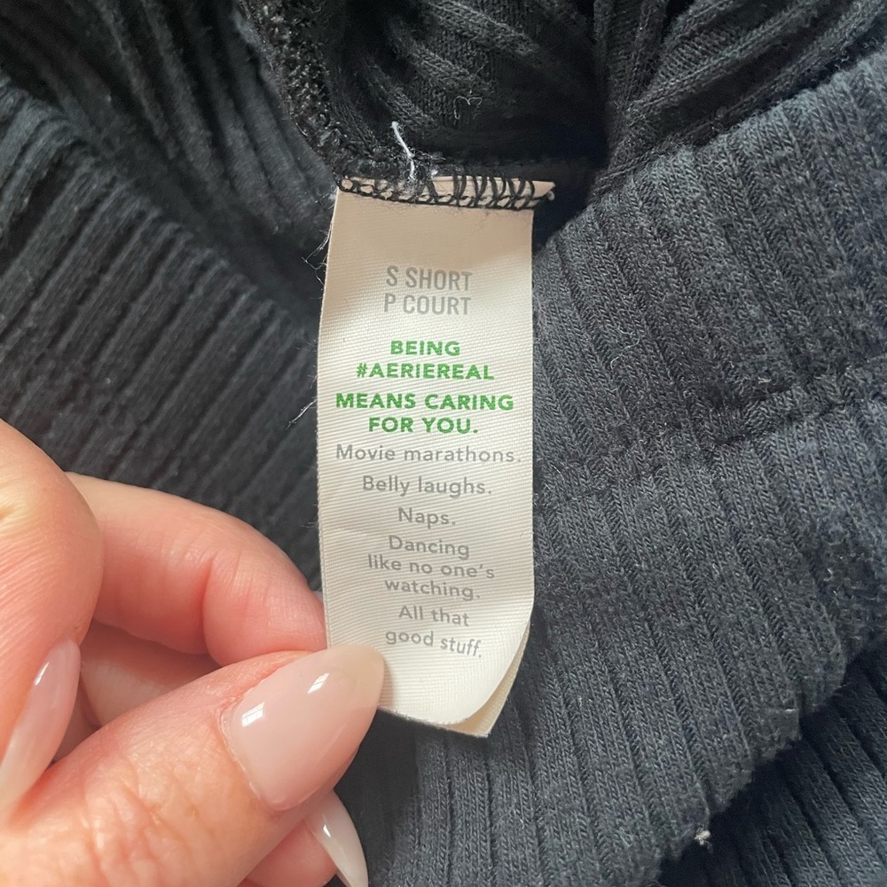 Bundle! Aerie Flare Ribbed Pants/Leggings, black/olive green, small short/petite - Picture 7 of 9